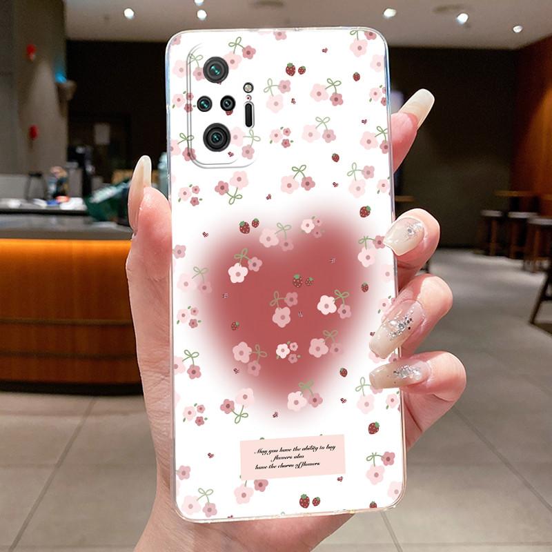 For Xiaomi Redmi Note 10 Pro / Note10 / Note 10S / Poco M5S Case Clear Luxury Butterfly Flower Transparent Soft TPU Phone Cover