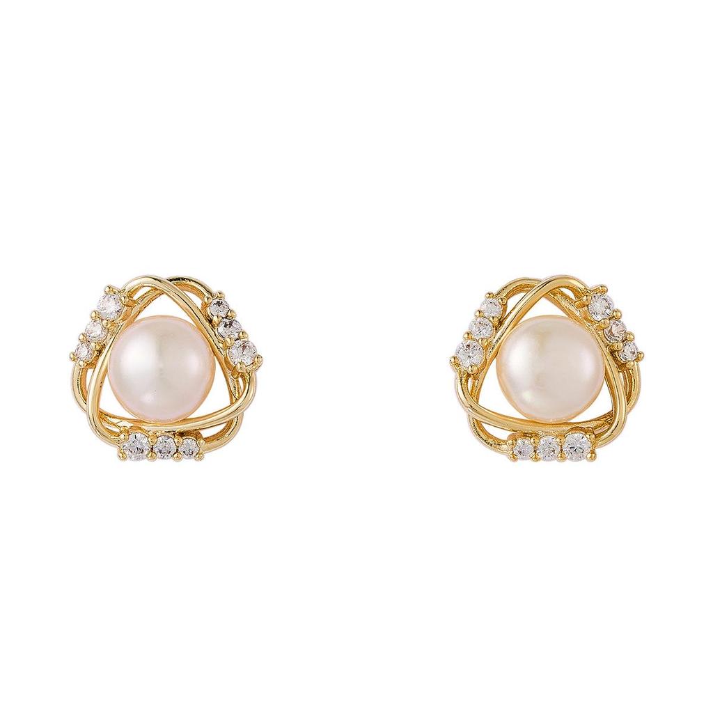 Elegant Hollow Pearl Stud Earrings for Women - Exquisite, High-End, Slimming, and Fashion-Forward Design