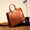 Transgraniczna wszechstronna torba na ramię z woskowanej skóry bydlęcej, genuine leather, nowa, na laptopa, damska, duża pojemność, torebka