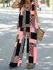 Temu spring and summer new European and American fashion women's clothing abstract printing sleeveless vest wide-leg pants set