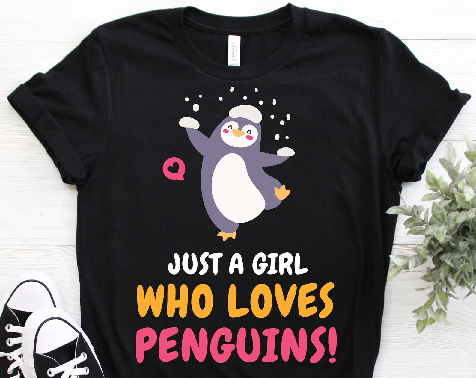 Just a Girl Who Loves Penguins T-Shirt, Funny Penguin Shirts, Cute Penguin Tee, Penguin Lover Gift, TShirt, Birthday, Girls Penguin Shirt 160