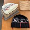 Big head circumference hat autumn and winter snowflake pattern wool knitted hat christmas hat