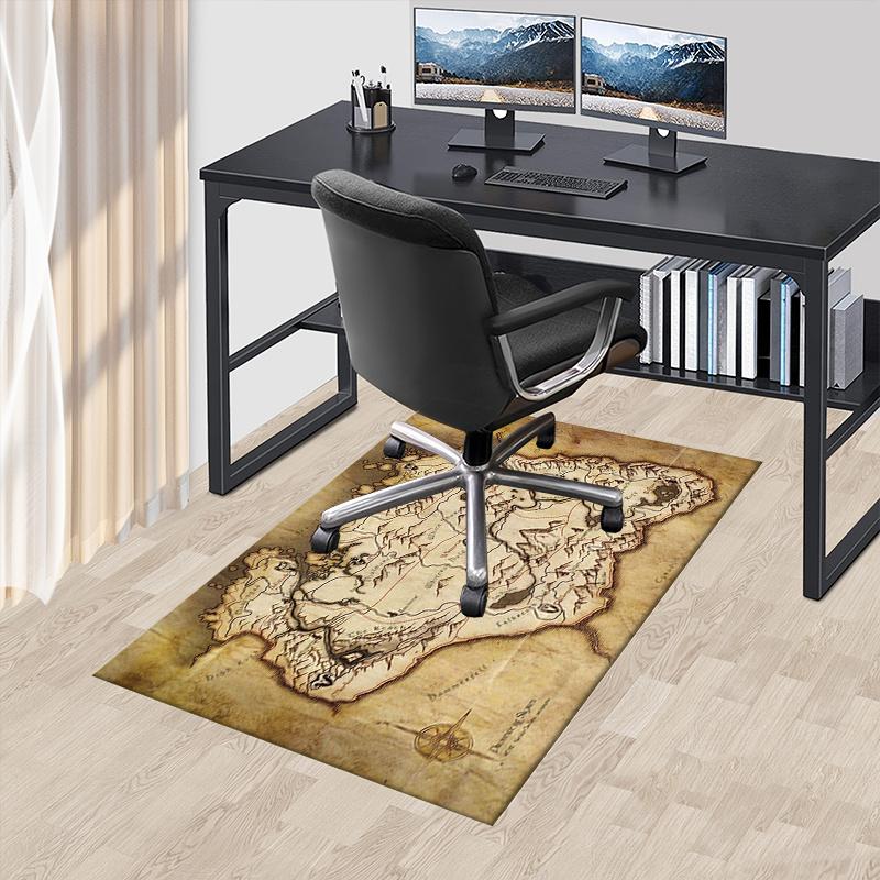 Skyrim Map: A Detailed Guide to Skyrim's Lands and Legends Office Mat Home Decor Office Desk Chair Rugs Chair Carpet for office Chair Mat Gi
