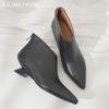 Zimní dámské kotníkové boty s špičatou špičkou, designové elegantní boty na středním podpatku, trend 2025, nová značka, klasické lodičky, goth boty pro ženy