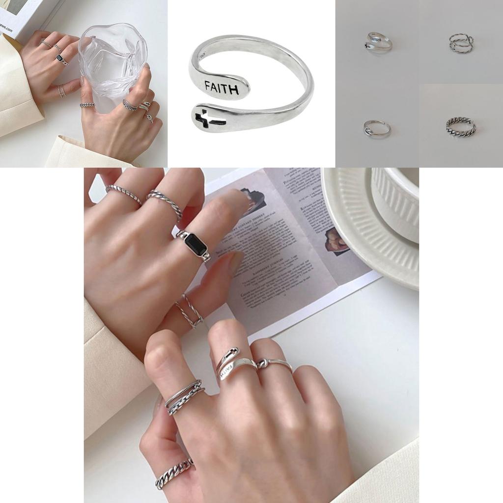 Unique S925 Silver Layered Hip Hop Ring For Women With Geometric Design And Versatile Style