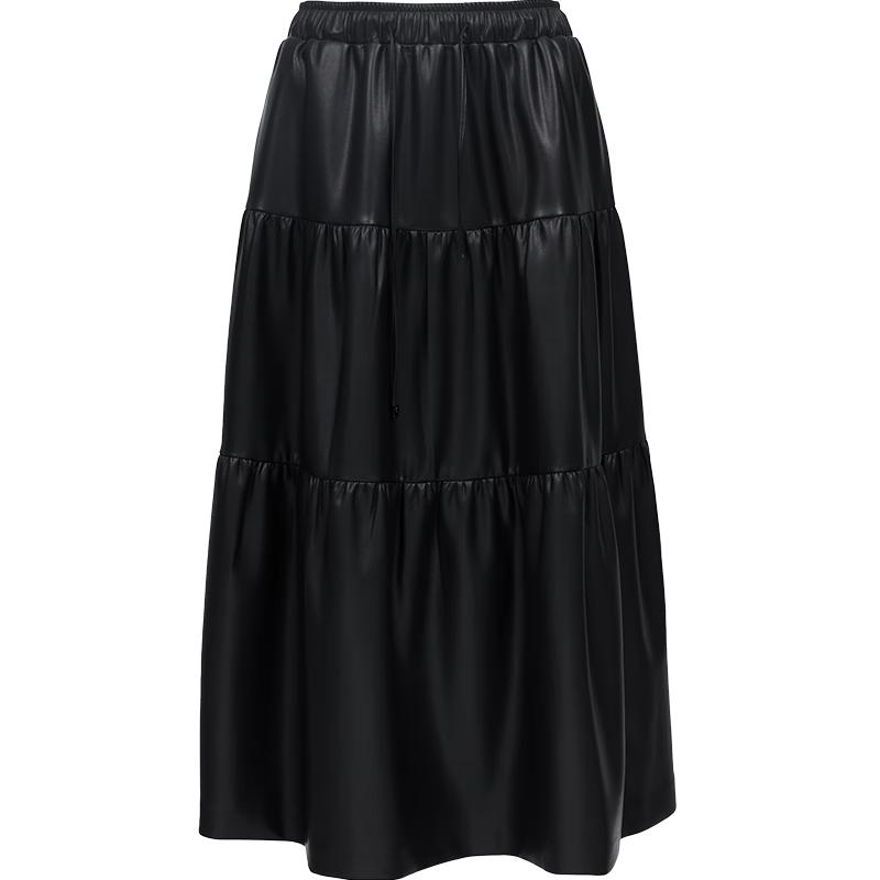 VEROMODA Pleated Drawstring A-Line PU Skirt M