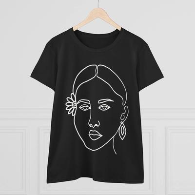 T-shirt Femme Art Ligne Minimaliste – Vêtement Décontracté Chic & Artistique pour Toute Occasion