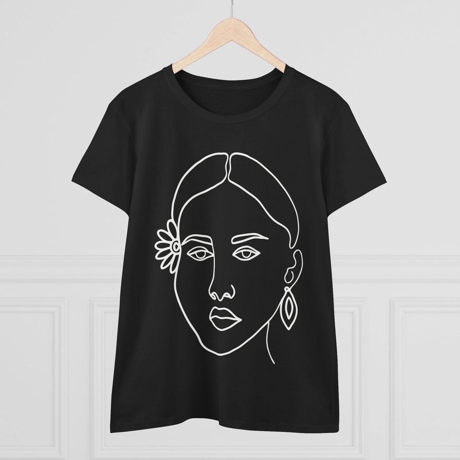 

Minimalist Line Art Women s Tee – Chic & Artistic Casual Wear for Any Occasion L