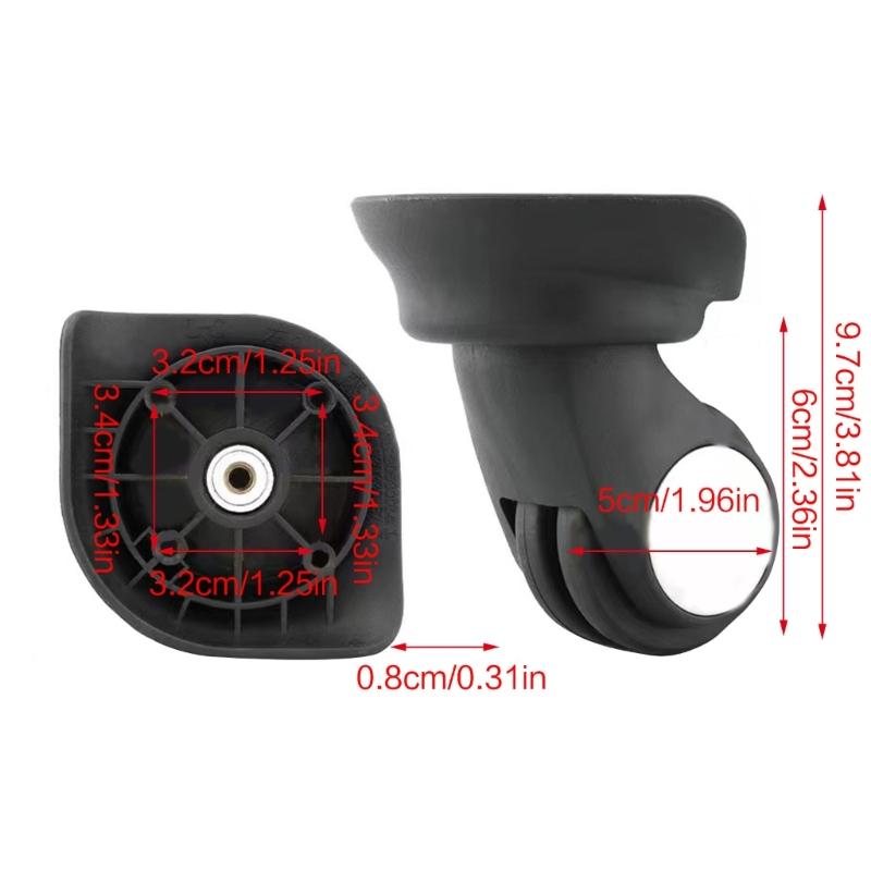 Versatile A17 ABS Inner Double Wheel Casters Smooth 360° Swivel 1 Pair Wheels for Easy Maneuvering Durable for Suitcase