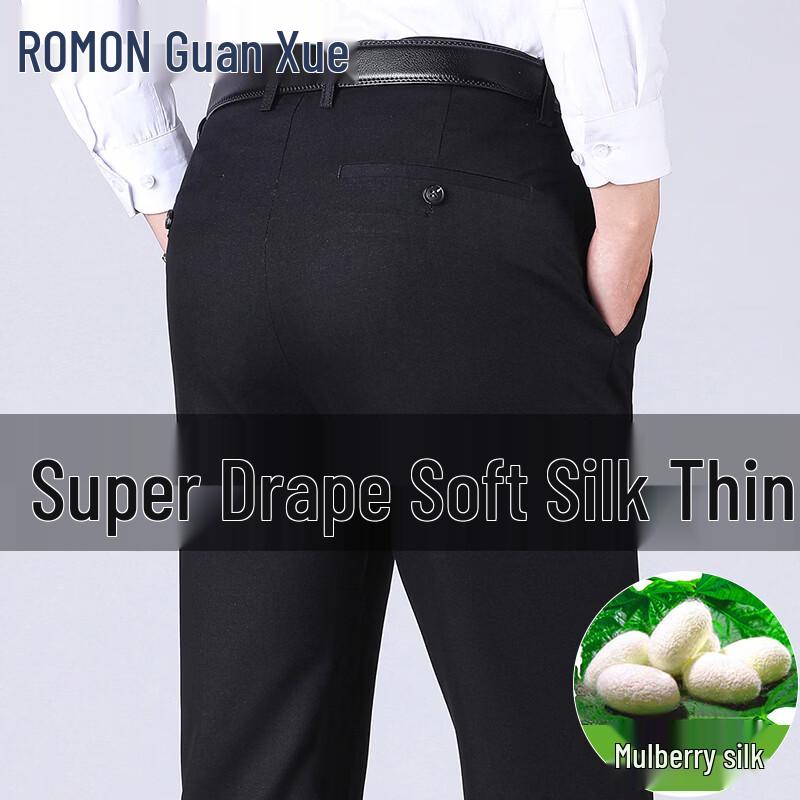 Luomeng Men s Silk Blend Business Casual Straight Pants 29