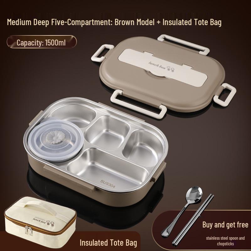 304 Stainless Steel Leak-Proof Insulated Lunch Box for Office and School, Food-Grade Square Bento Box.