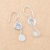 Natural Milky Opal Gemstone 925 Sterling Silver Handmade Jewelry Earrings 1.8" EE-142-18