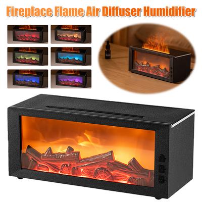 Diffuseur d'air humidificateur flamme de cheminée 7 couleurs diffuseur d'huiles essentielles diffuseur d'aromathérapie pour chambre à coucher salon bureau