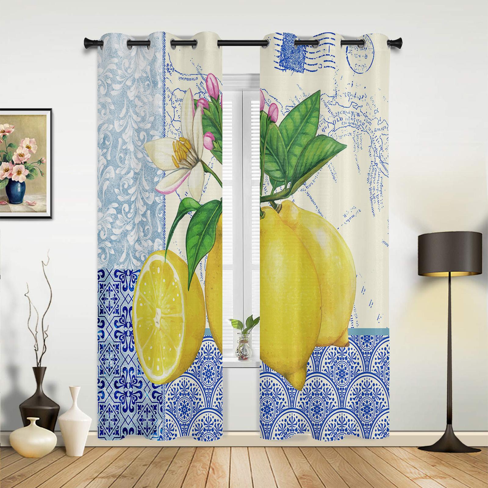 

Акварельные лимоны фрукты белые желтые шторы для спальни гостиной портьеры кухня детская комната оконная штора современный домашний декор 135W x 60H(cm) x1