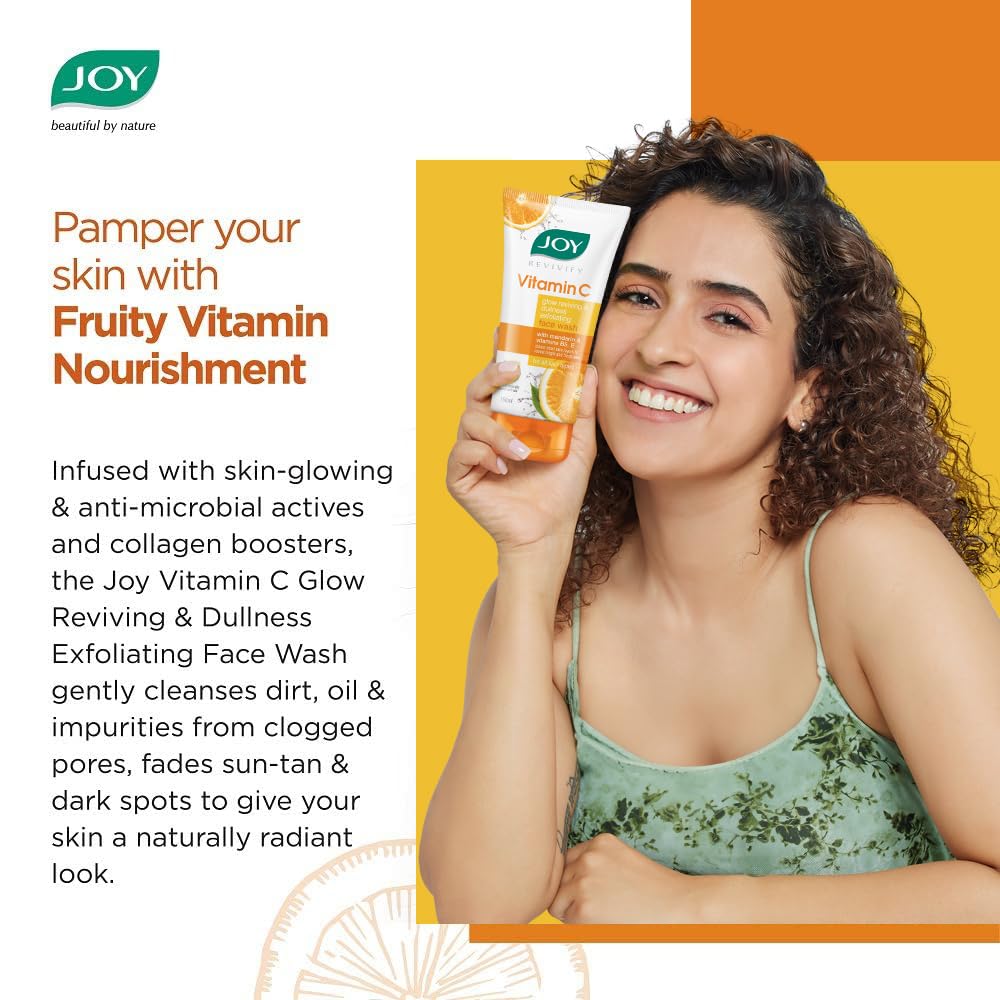 JOY Vitamin C Brightening Face Wash 100ml Pack of 2 For Glowing, Radiant Skin and Spot Reduction