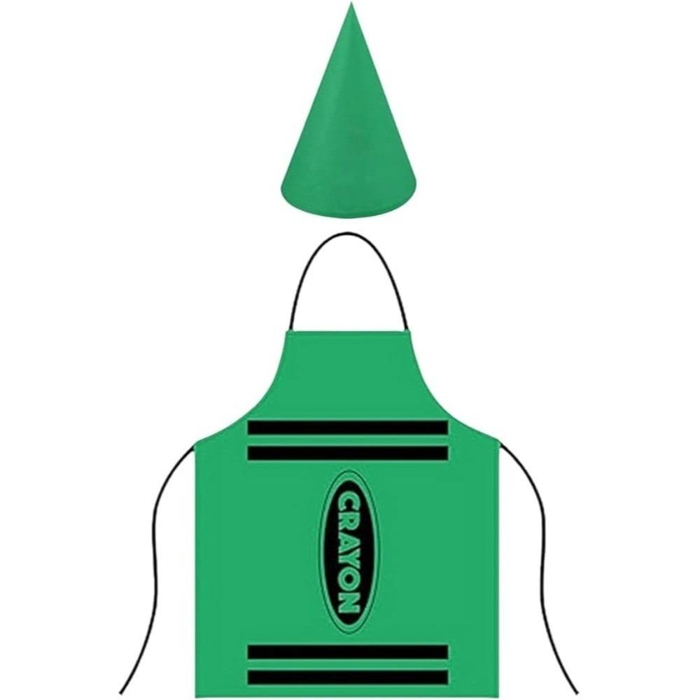 

New Colorful Crayon Themed Gnome Set Fancy Dress Funny Crayon Apron Cleaning Art Craft Activity Work Apron Halloween зелёный