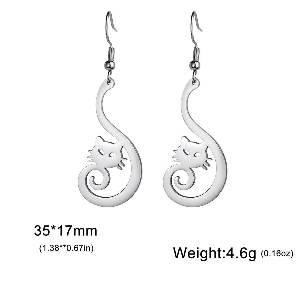My Shape Cute Cat and Dog Dangle Earrings for Women Girls Stainless Steel Lovely Kitten Animal Drop Earring Fashion Jewelry Gift
