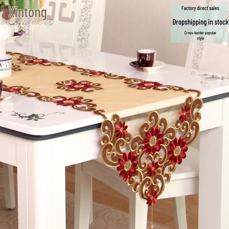 European Palace Handmade Embroidered Table & Bed Runner - Elegant Home Decor, TV Cabinet Tablecloth & Placemat