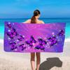 Purple Butterfly Dream Beach Towel, Ethereal Nature Art Quick-Dry Sand-Free Microfiber Bath Towel for Yoga, Swimming and Camping