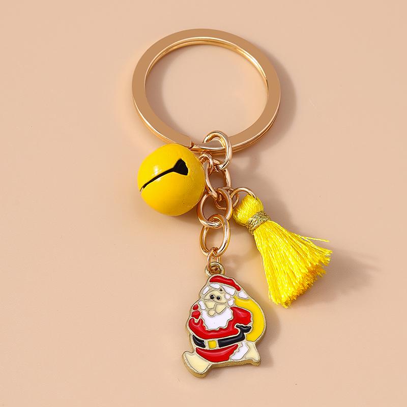 Pretty Christmas Santa Claus Snowflake Keychain Women Girls Tassels Key Ring Pendant for Handbag Decor DIY Key Chain Gift