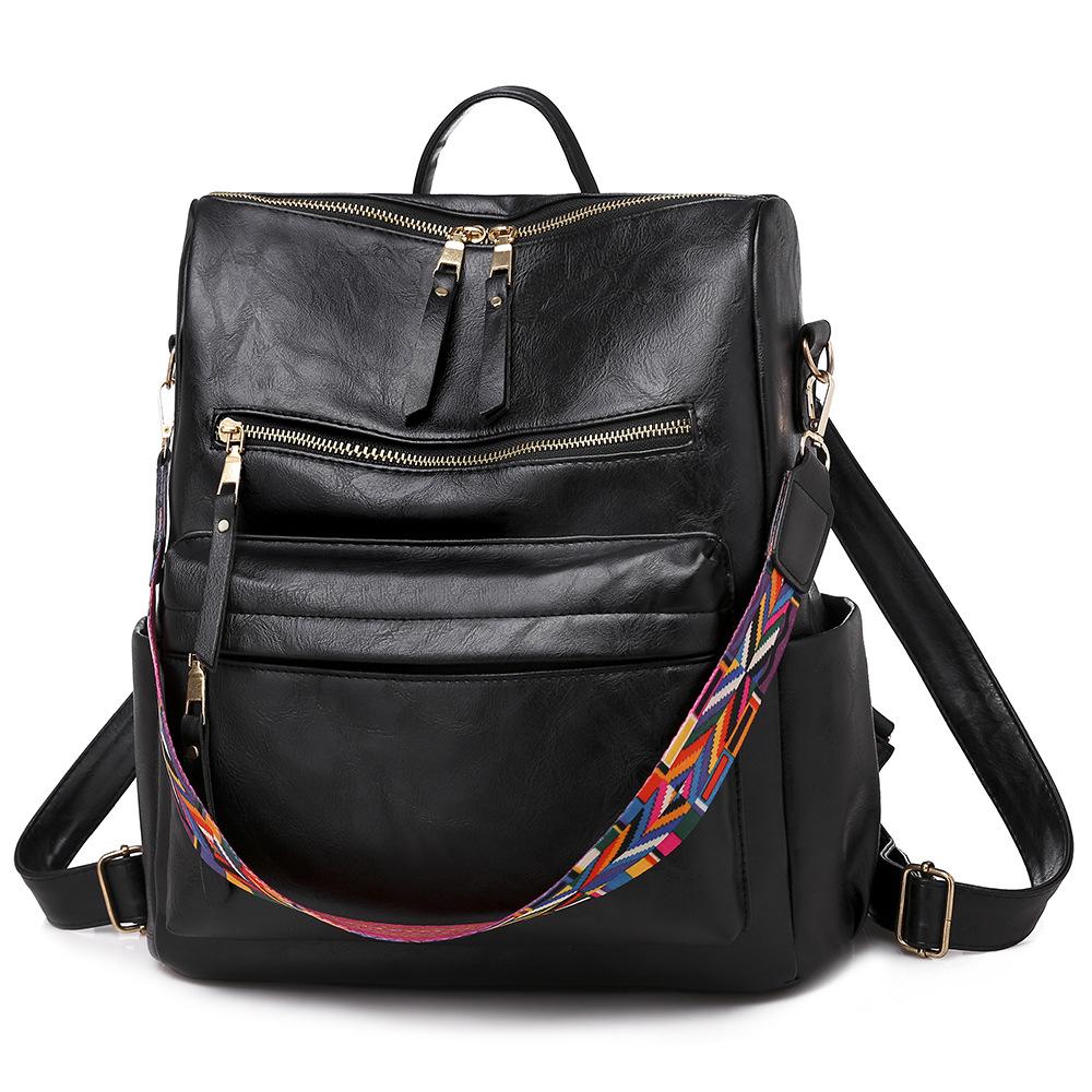 Women's Fashion Trendy Backpack Retro PU Bag Travel Backpack