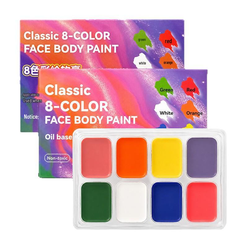 8-Color Water-Soluble Body Paint Kit for Kids: Face Paint for Sports, Halloween, and Christmas
