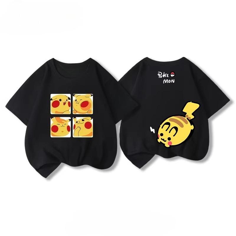 Potdemiel Summer New Pikachu Print Children's Cotton T-Shirt, Boys and Girls, Comfortable and Breathable Children's T-Shirt