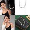 Chic Bone Style Long Pendant Necklace With Rhombus Design Ideal For Autumn And Winter Outfits