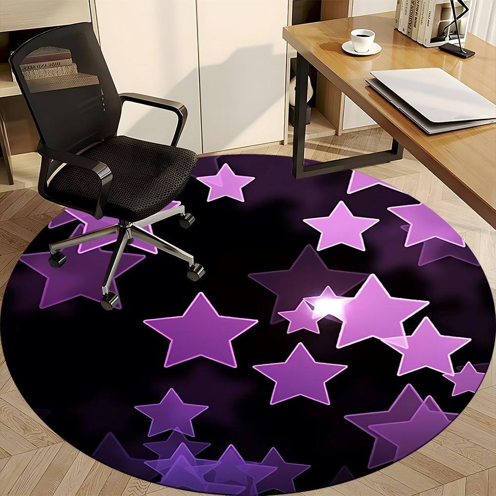 1pc Purple Stars Chair Carpet for Office, Indoor Non Slip Washable Polyester Fiber Carpet,