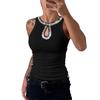 Women Vest Round Neck Sleeveless Shiny Sequin Decoration Tank Tops Hollow Design Slim Fit Camisole Daily Wear