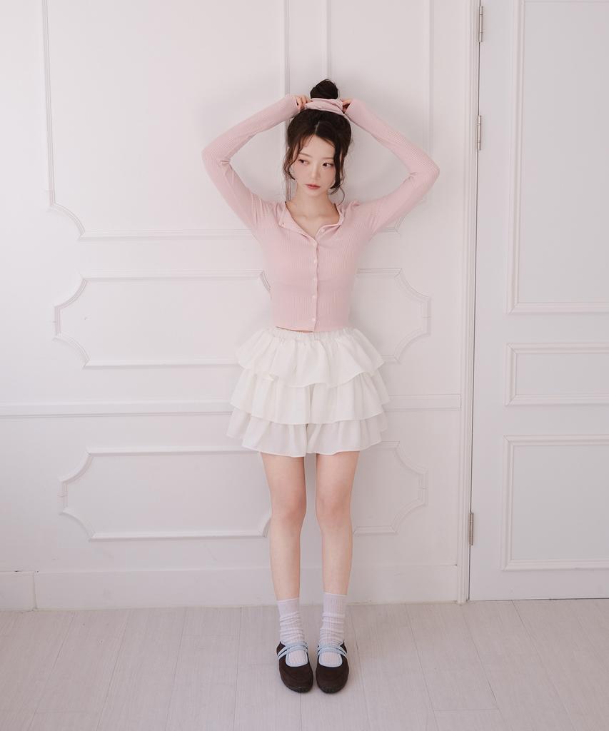 Aissie Volume Tiered Skirt (White)