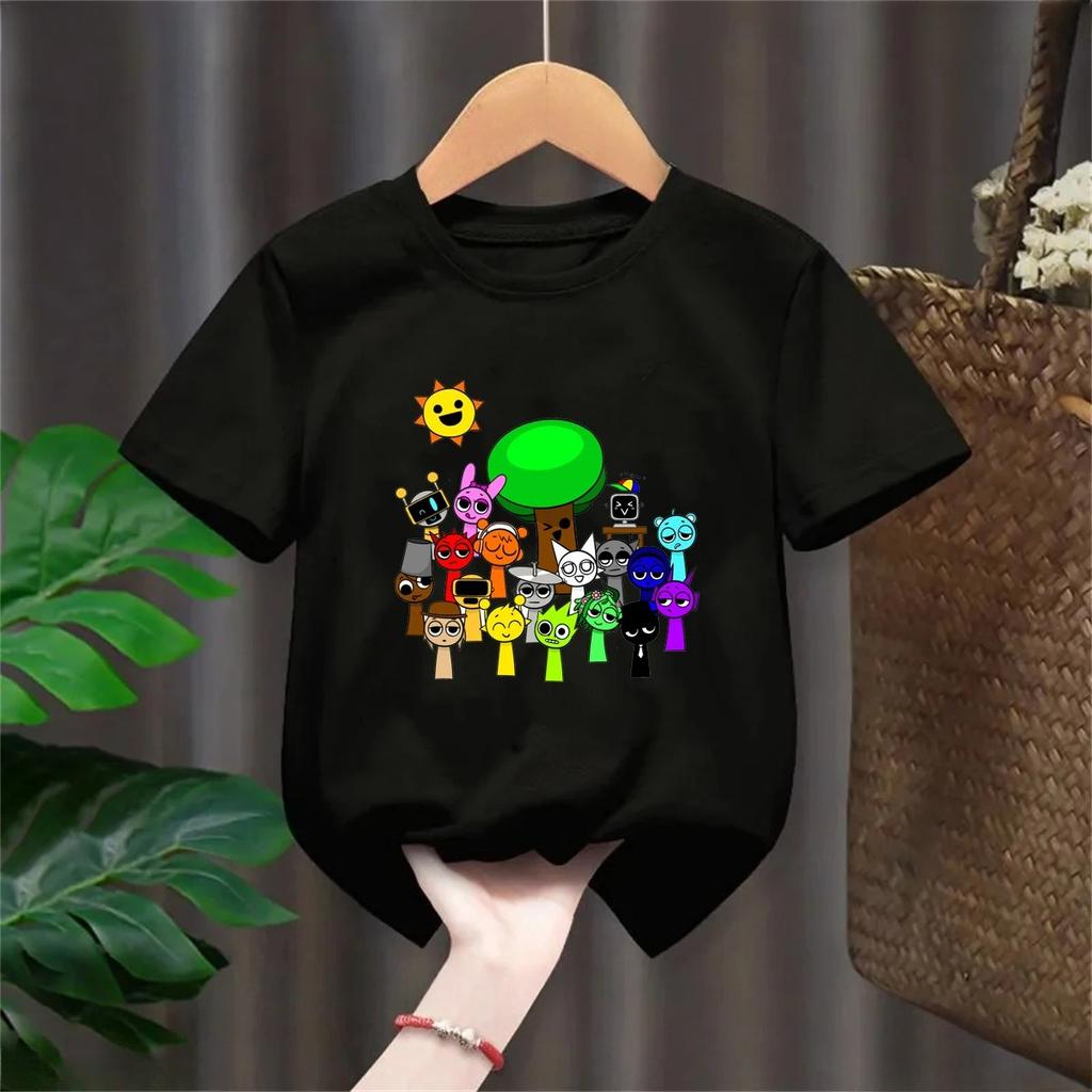 Cartoon Sprunki Cartoon Printed Summer Childrens Clothing Childrens Birthday Digital Gift Short Sleeve Top