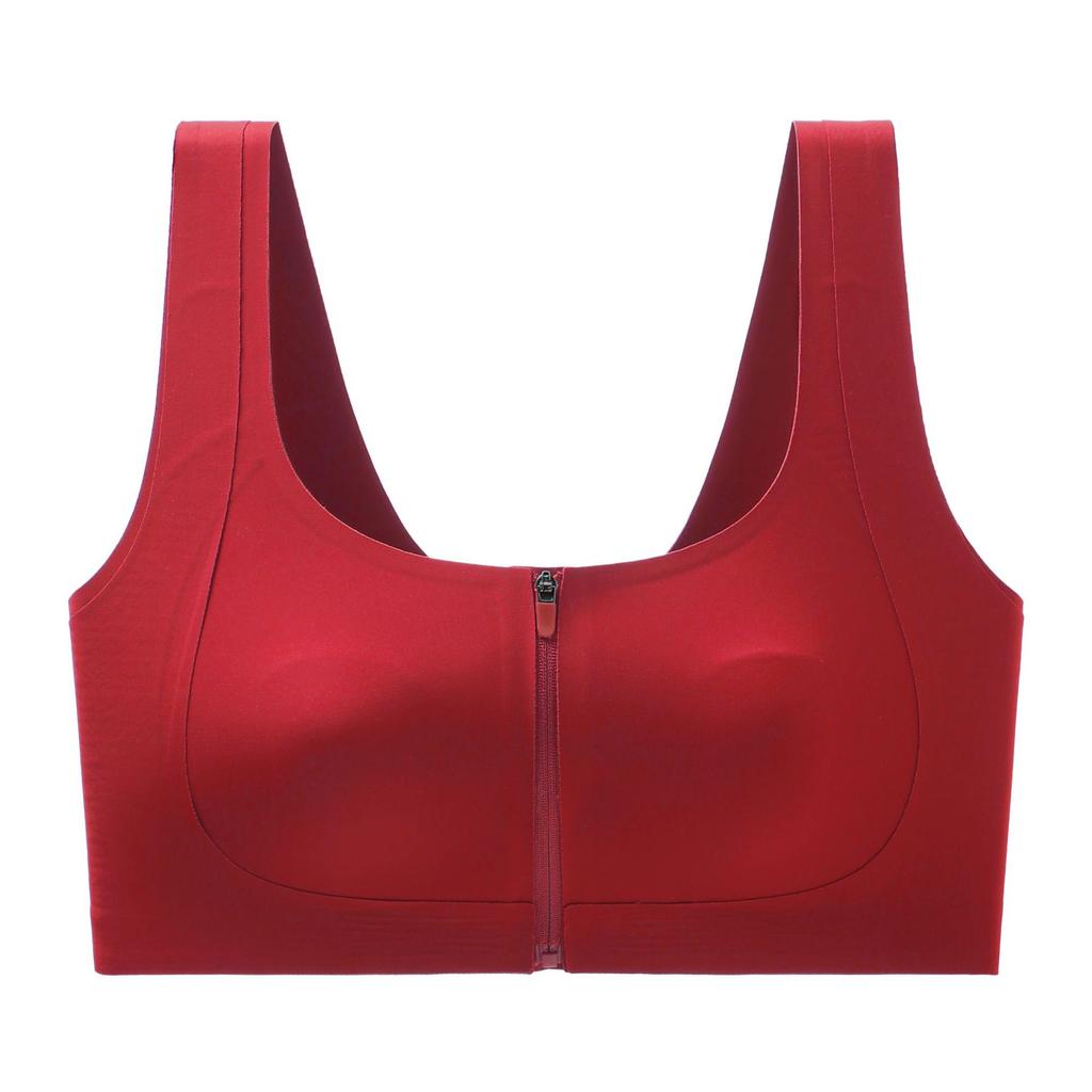 Traceless front zipper foundation liquid skin invisible wide shoulder lift anti-sagging breathable bra