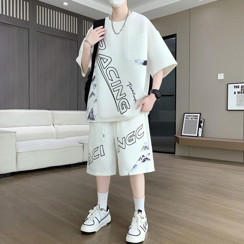 

Men s Ice Silk Short Sleeve T-Shirt & Shorts Set XL