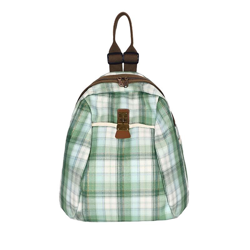 Plaid Travel Backpack Student Schoolbag Class Commuter Backpack