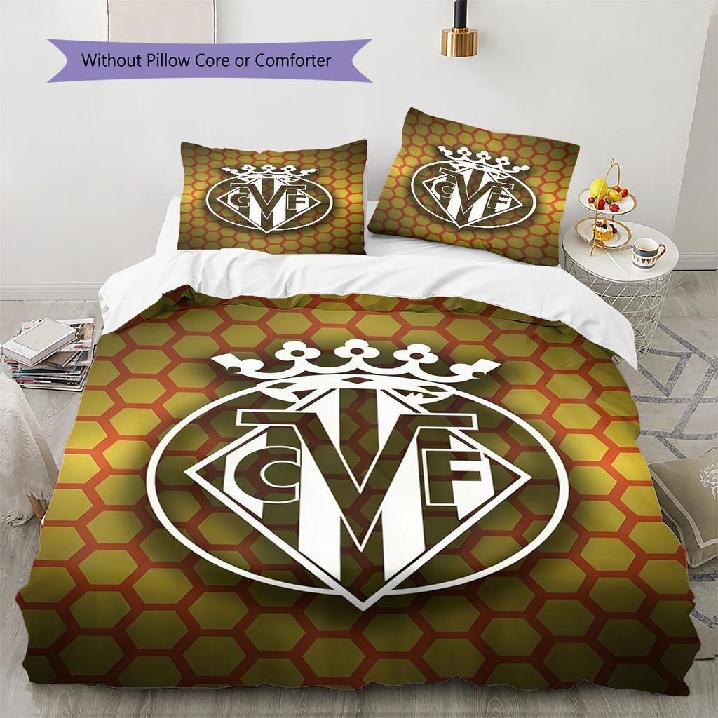 Villarreal logo Bedding Quilt Set Quilt Cover Pillowcase Home Decoration Birthday Gift (1 * duvet cover + 2 * pillowcase, without core)