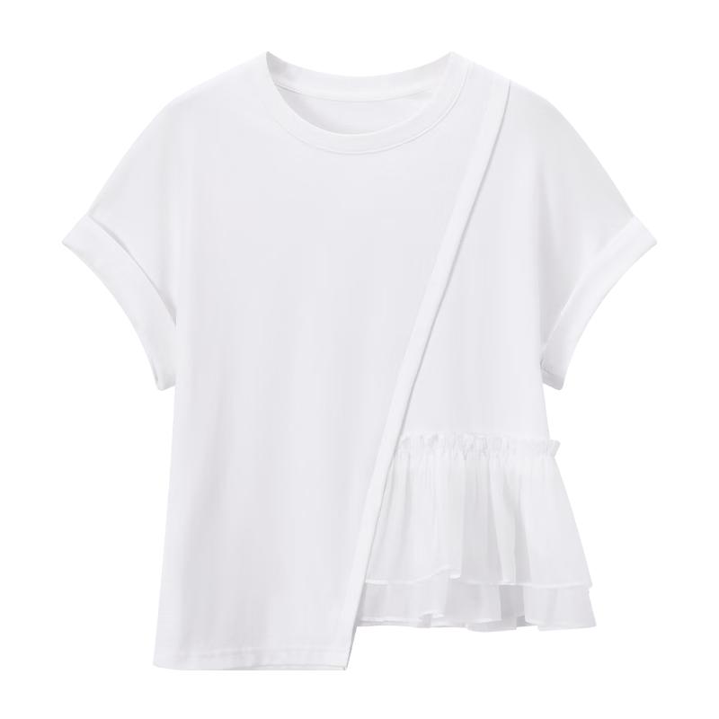 

Women s Organza Spliced Cotton Round Neck T-shirt M
