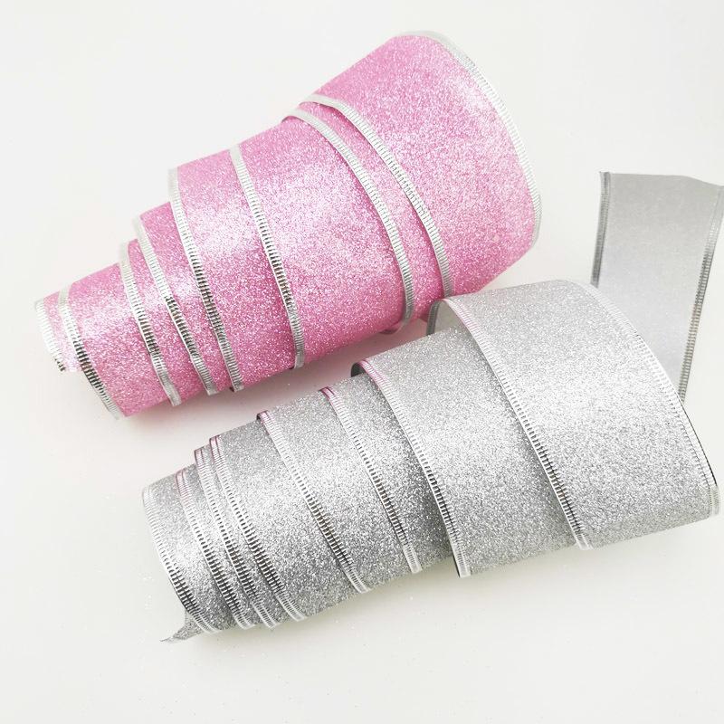 (2m/roll) 50mm Shiny Gold Powder Ribbon Christmas Tree Decoration Gift Packaging Foldable Handmade DIY Crafts Production