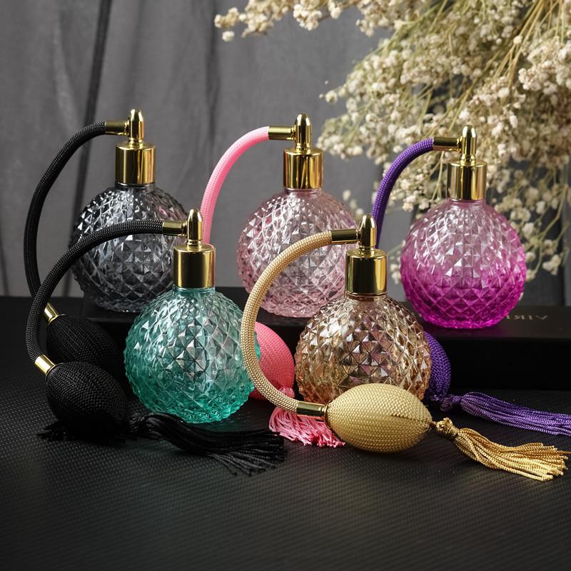 100ML Pineapple-Design Transparent Perfume Bottle with Long Airbag Spray, 18 Caliber Hedgehog Round Glass.