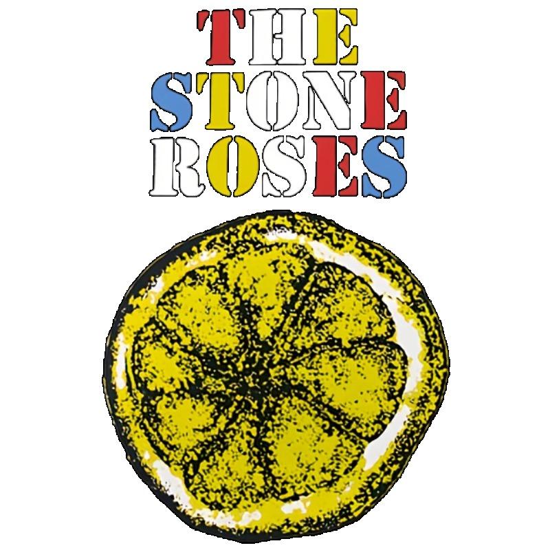 The Stone Roses Black T-Shirt with Lemon Print and Band Name for Casual Wear