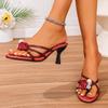 Fashion Dopamine High Stiff Heel 2025 Summer New Outward-worn Toe High-value Sandals and Slippers Red Rose Sandals
