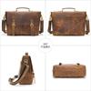 Crazy Horse Leather Business Briefcase High-end Minimalist Mailman Bag Genuine Retro Laptop