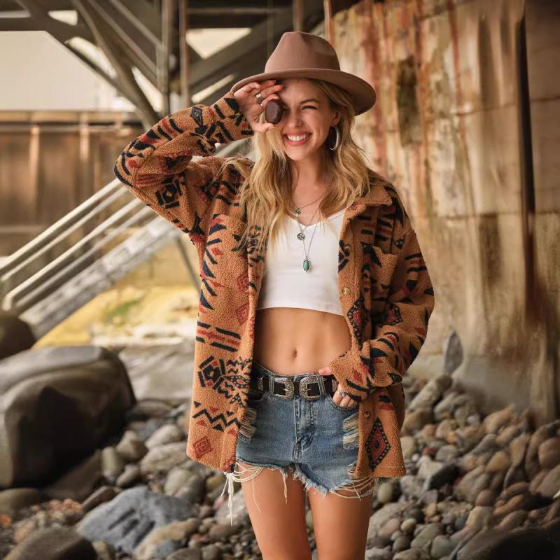 Retro fluffy winter new women's plush lapel long-sleeve jacket coat