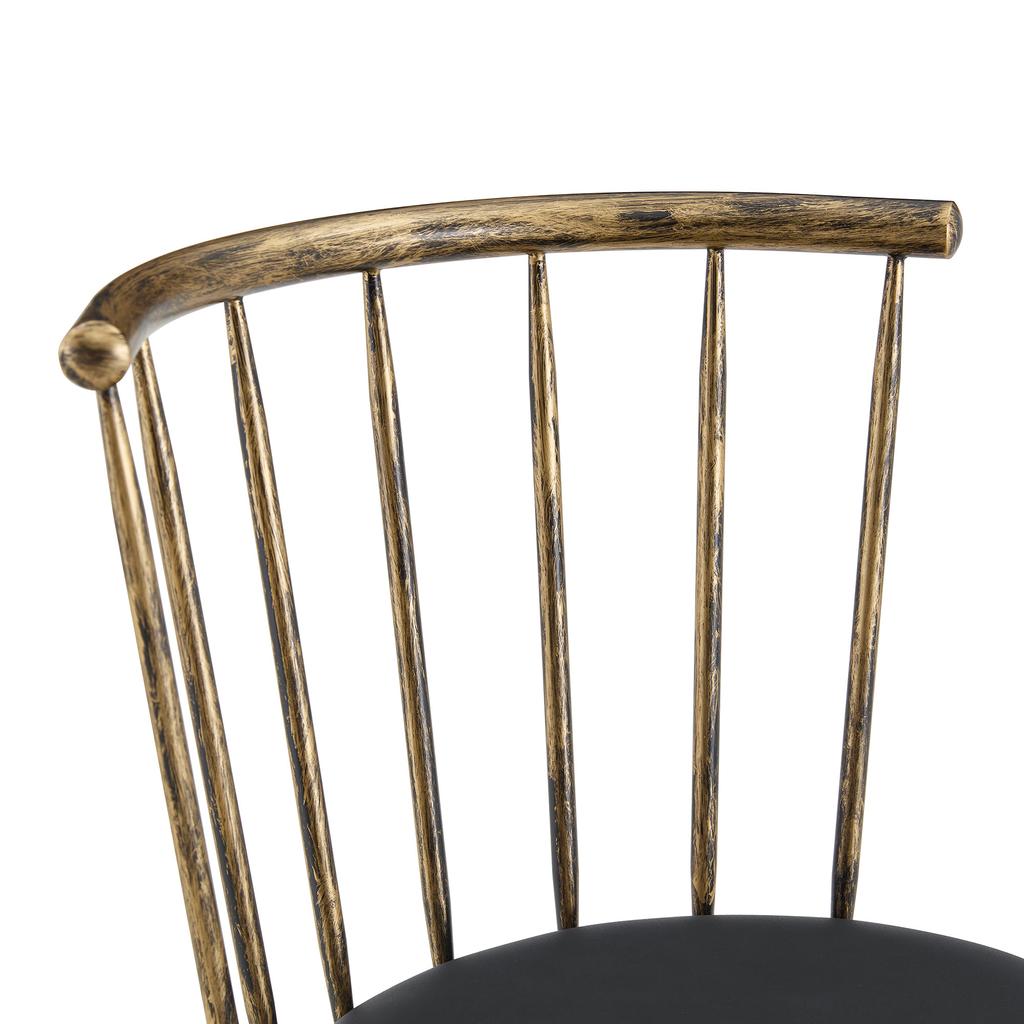 Modern Metal Bar Stool in Windsor Style with Upholstered Seat for Kitchen Islands, Bars, Restaurants; Bar Height; Vintage and Minimalist Style