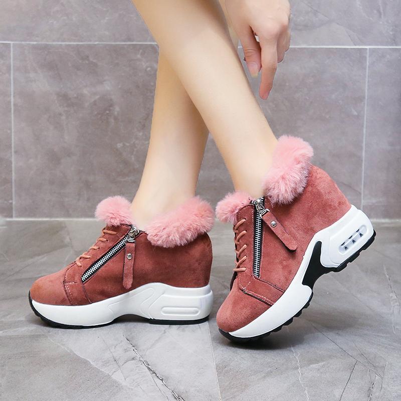 

Мода 2024 года. Женские туфли на высоком каблуке. Мягкие теплые зимние кроссовки. Повседневная женская повседневная обувь с боковой молнией. 39