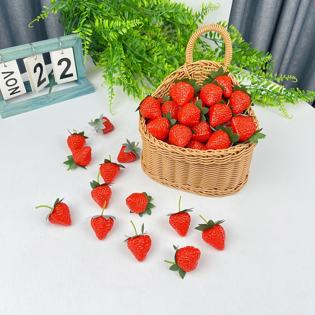 10 pièces Fraises Rouges en Plastique Simulation de Fruits Fraise Modèle en PVC Décoration de Fête de Vacances à Domicile Accessoires Photo DIY