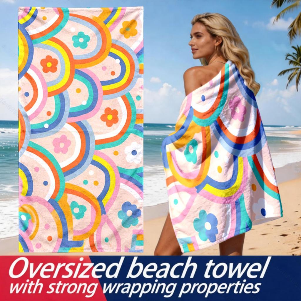 Colorful waves, color clashes polyester microfiber beach towel is highly absorbent, suitable for swimming and beach outings