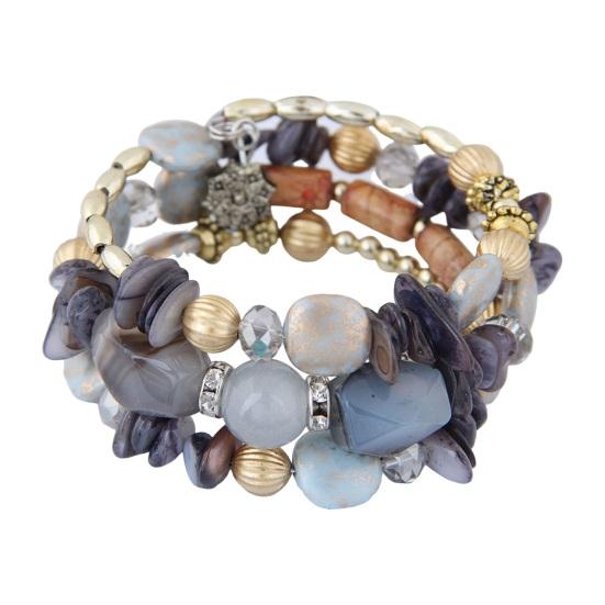 Unisex Bracelet Alloy Irregular Shape Stones Multi-layered Stacking Retro Ethnic Bohemian Faux Turquoise Faux Agate Elastic Cord Wrist Jewelry