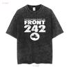 Vtg Front 242 Band World Tour Country Music Black T Shirt Vintage Washed Fashion Graphic Homme Stylish Top For Everyday Wear