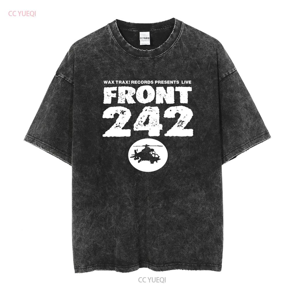 Vtg Front 242 Band World Tour Country Music Black T Shirt Vintage Washed Fashion Graphic Homme Stylish Top For Everyday Wear